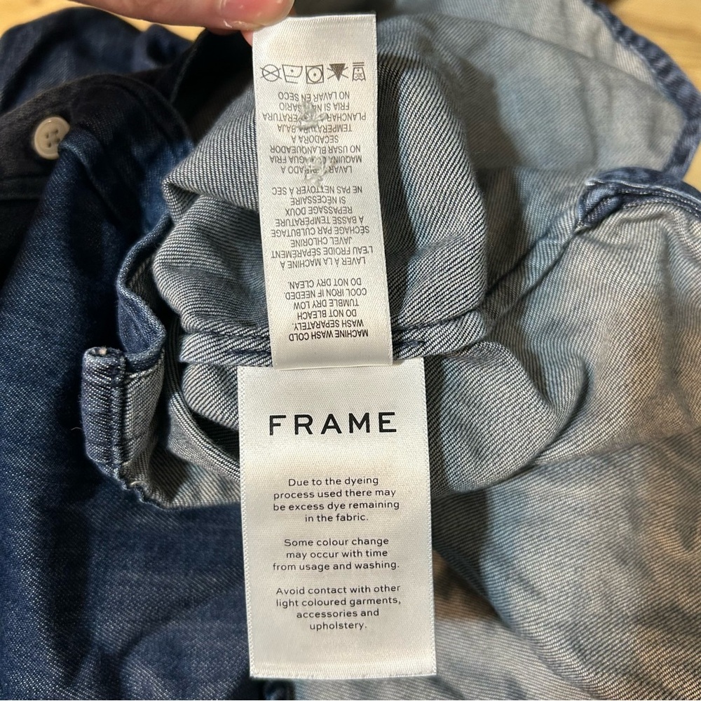 Frame Denim Dark Blue Denim Button-Down Shirt - Picture 9 of 9